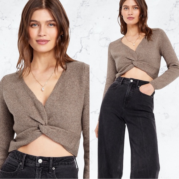 NWTS🌹OLD NAVY SO SOFT LINE XL🌹(CASHMERE LOOK FEEL) DRIFTWOOD TWIST FRONT SWEATER - Picture 1 of 14
